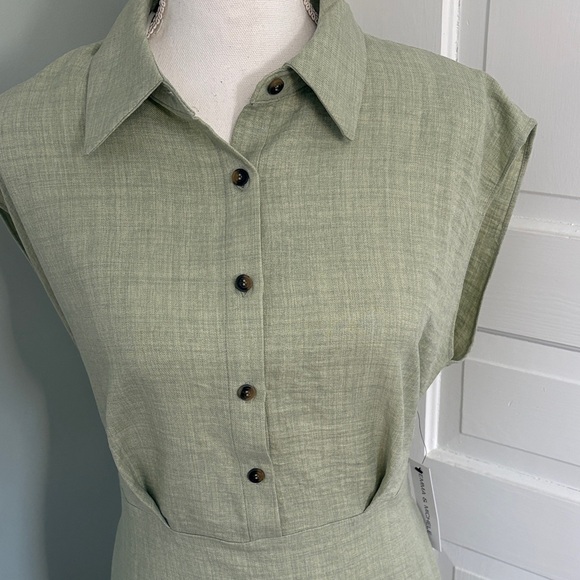 NWT Emma & Michele Green Women's Shirt Dress Size Medium - Picture 2 of 7